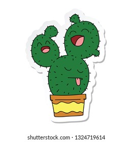 sticker of a quirky hand drawn cartoon cactus sticker of a quirky hand drawn cartoon cactus