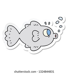 sticker of a quirky hand drawn cartoon fish