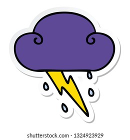 sticker of a quirky hand drawn cartoon thunder cloud