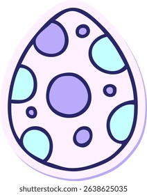 sticker of a quirky hand drawn cartoon easter egg in bright neon colors