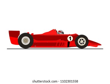 Sticker of racing car. Side view. Flat vector.