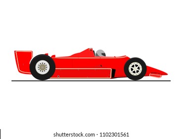 Sticker of racing car. Side view. Flat vector.