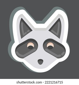 Sticker Racoon. related to Animal Head symbol. simple design editable. simple illustration. cute. education