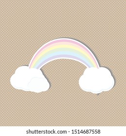 sticker with rainbow in the clouds