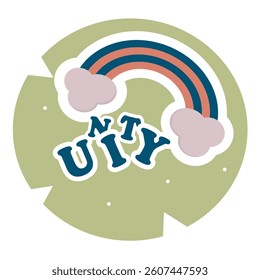 Sticker with a rainbow with the inscription unity