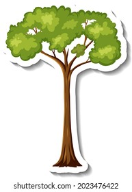 Sticker rainforest tree on white background illustration