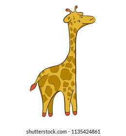 Sticker ready African animal. Vector image. Giraffe.