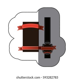 sticker realistc heraldic border with long ribbon and banner decorative vector illustration