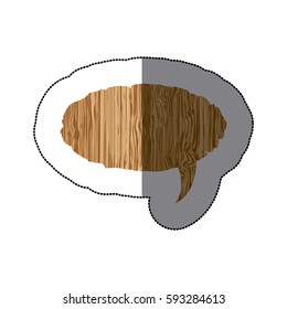 sticker realistc wooden texture oval dialog box vector illustration