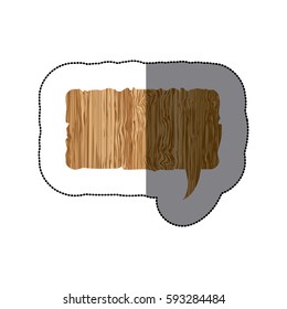 sticker realistc wooden texture rectangle dialog box vector illustration