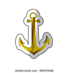 sticker realistic golden silhouette anchor design vector illustration