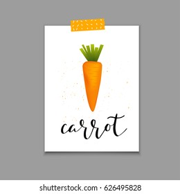 Sticker of realistic healthy vegetables with hand drawn lettering. Quality vector poster with text about diet, eco food, benefits of vegan and nutrition concept.