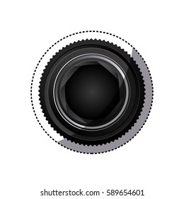 sticker realistic silhouette color with opened shutter camera vector illustration