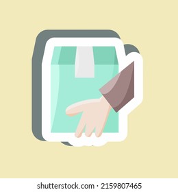 Sticker Receive Parcel. suitable for education symbol. simple design editable. design template vector. simple illustration