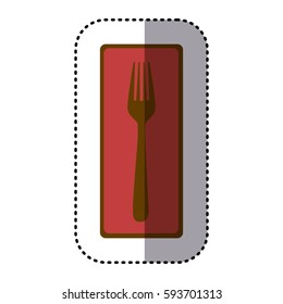 sticker rectangle banner frame with silhouette fork cutlery icon vector illustration