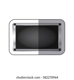 sticker rectangle metallic frame with grill perforated vector illustration
