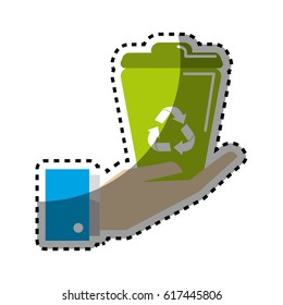 sticker recycle can in the hand icon