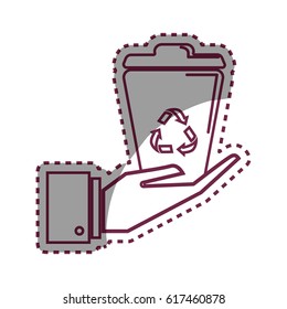 sticker recycle can in the hand icon