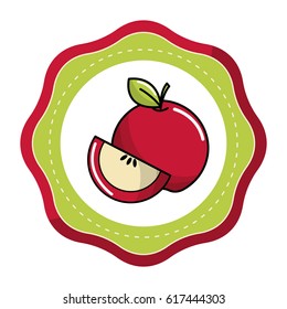 sticker red apple fruit icon stock