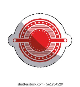 sticker red circular art deco emblem with stars
