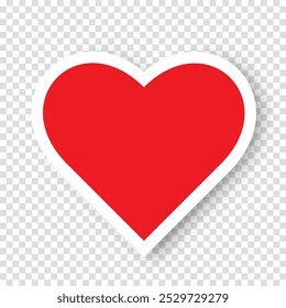 Sticker of a red heart on a transparent background. The concept of Valentine's Day. Vector illustration.
