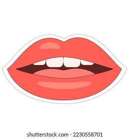pegatina con ilustración de labios rojos