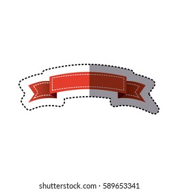 sticker red ornament ribbon decorative tape vector illustration