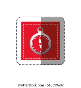 sticker red square shape frame with compass vector illustration