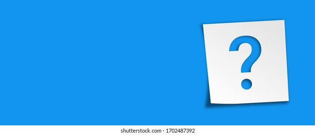 Sticker reminders with question mark. Vector isolated illustration. Sticker question on blue panoramic background. EPS 10