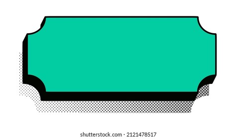 Sticker retro style green color halftone shadow, vector banner 10 eps.