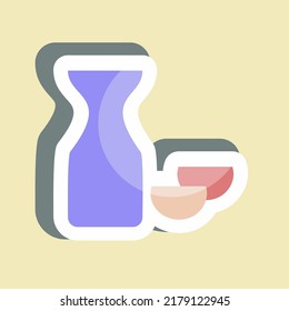 Sticker Rice Wine Sake. suitable for Drink symbol. simple design editable. design template vector. simple symbol illustration