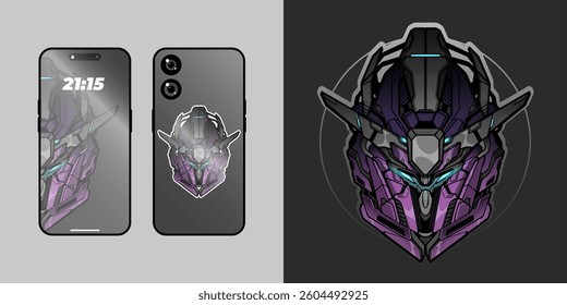 Sticker with robot head mech