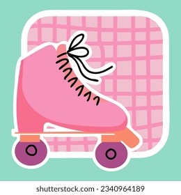 sticker Roller Skates Vector illustration Barbie style