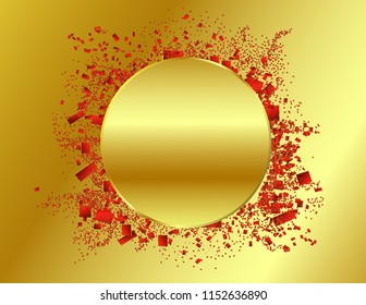 Sticker round banner red crumbs