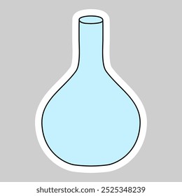 Sticker with round bottomed chemical flask, doodle style vector