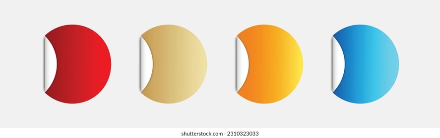 Sticker round circle label. Paper circle empty template tag banner