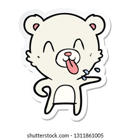 sticker of a rude cartoon polar bear sticking out tongue