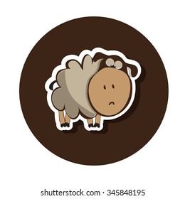 sticker with sad brown sheep