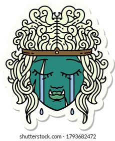 sticker of a sad orc barbarian character face