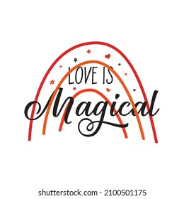 Sticker for Saint Valentines Day - Love is Magical. Vector design