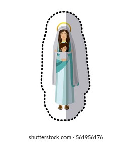 sticker saint virgin mary with baby jesus