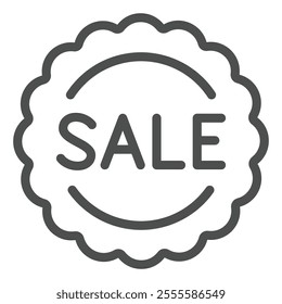 Sticker sale line icon, shopping concept. Vector graphics. Promo adhesive seal for window sign on white background, outline style icon for mobile or web design