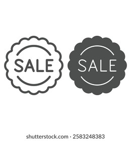 Sticker sale line and solid icon, shopping concept. Vector graphics. Promo adhesive seal for window sign on white background, outline style icon for mobile or web design