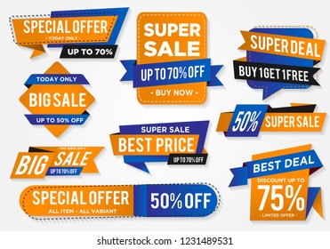 sticker sale set with abstract shape style and modern brand with modern concept, price tag discount, big sale, winter sate, buy 1 get 1 free tag design vector eps 10
