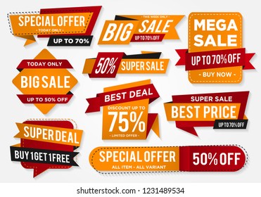 sticker sale set with abstract shape style and modern brand with modern concept, price tag discount, buy 1 get 1 free tag design vector eps 10