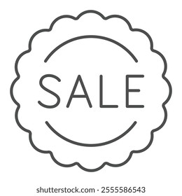 Sticker sale thin line icon, shopping concept. Vector graphics. Promo adhesive seal for window sign on white background, outline style icon for mobile or web design