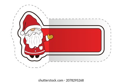 Sticker with Santa Claus and horizontal banner with blank space for your text.