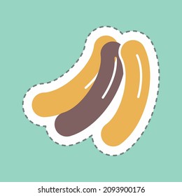 Sticker Sausages - Line Cut - Simple illustration,Editable stroke,Design template vector, Good for prints, posters, advertisements, announcements, info graphics, etc.