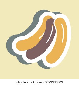 Sticker Sausages - Simple illustration,Editable stroke,Design template vector, Good for prints, posters, advertisements, announcements, info graphics, etc.