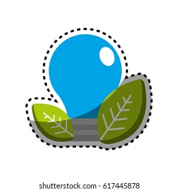 sticker save bulb with leaves icon